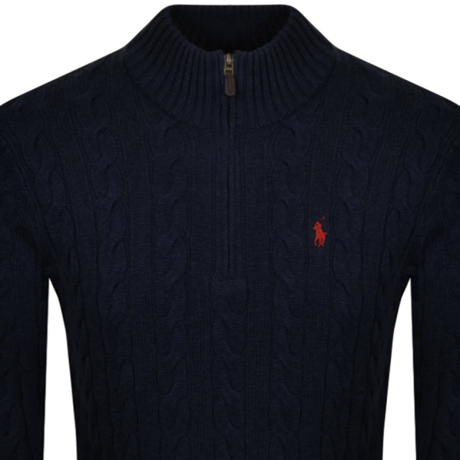 Alternative Image for ProductRalph Lauren Half Zip Cable Knit Jumper Navy2